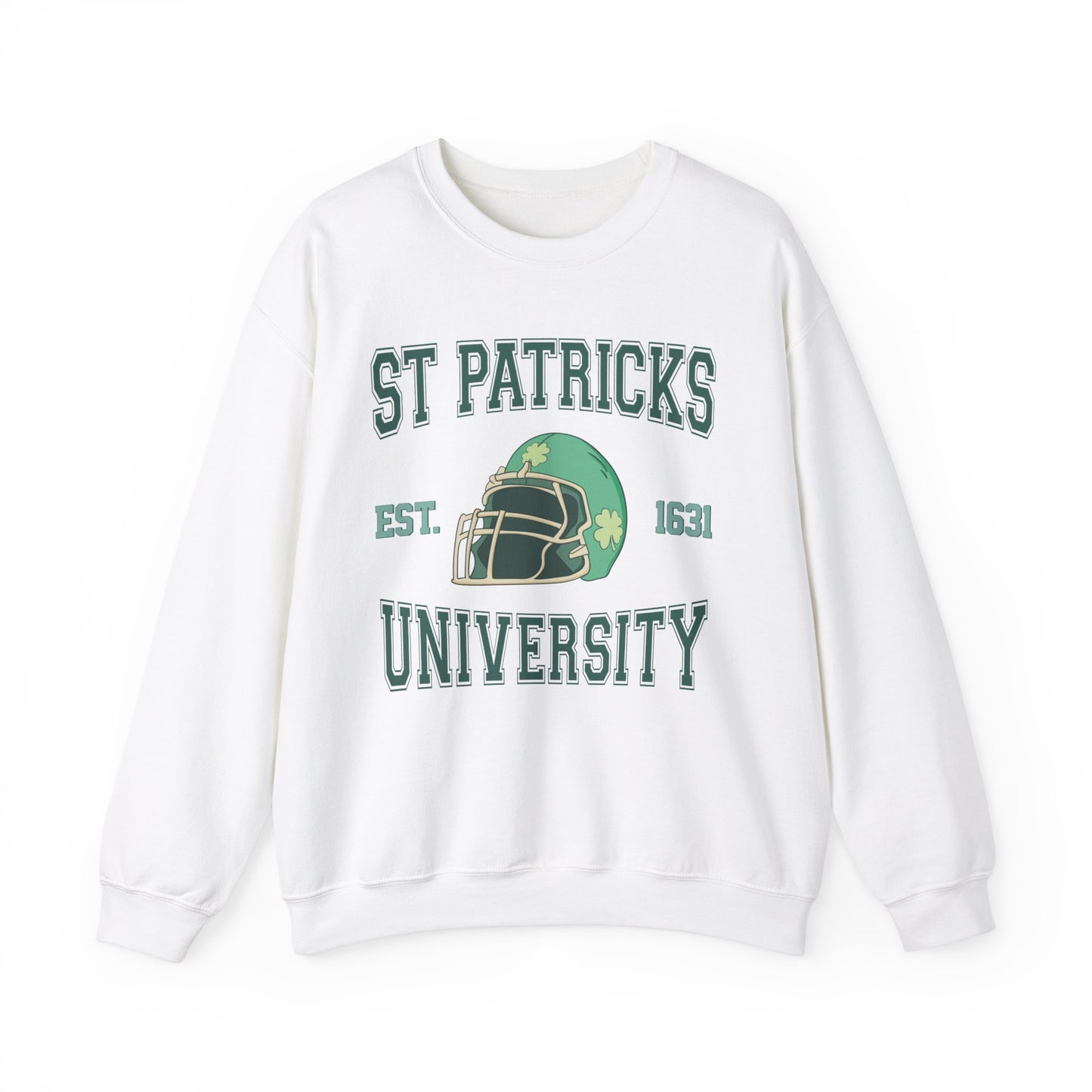 St. Patricks  University Shamrock Football Helmet Unisex Crewneck Sweatshirt