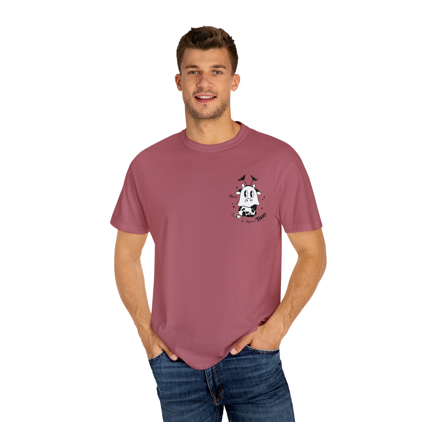 Cow Moo.. I Mean Boo Halloween Pocket Design Comfort Colors Unisex Garment-Dyed T-shirt