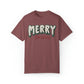 Merry Christmas Winter Floral Pattern Comfort Colors Unisex Garment-Dyed T-shirt