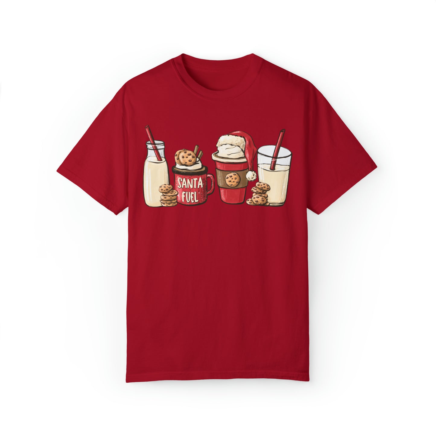 Santa's Fuel Milk and Cookies Christmas Unisex Garment-Dyed T-shirt