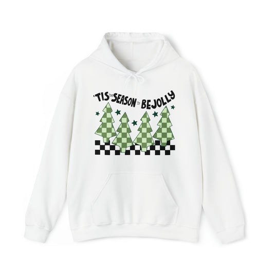 Tis The Season To Be Jolly Checkered Christmas Unisex Hooded Sweatshirt