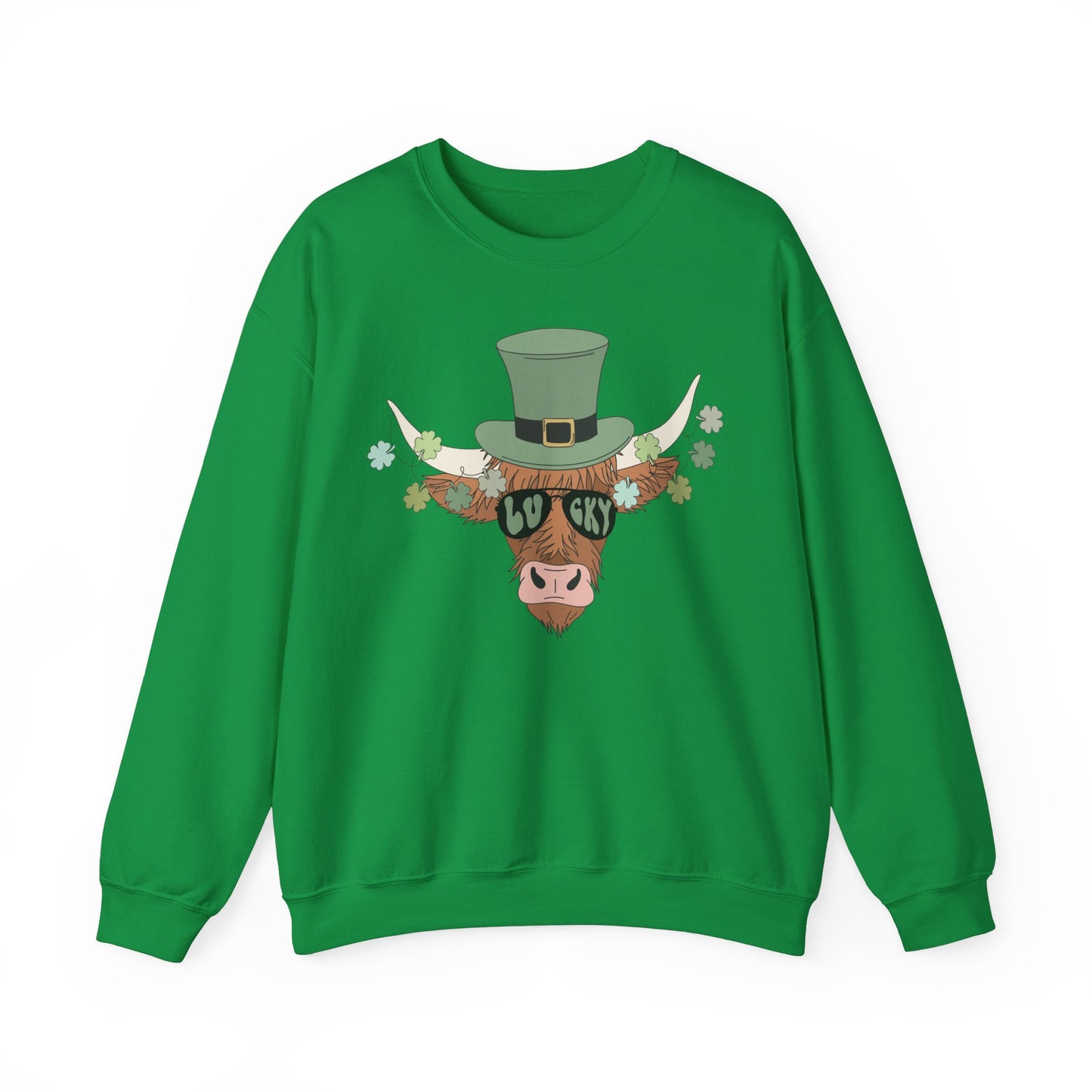 Highland Cow  Lover St. Patricks  Unisex Crewneck Sweatshirt