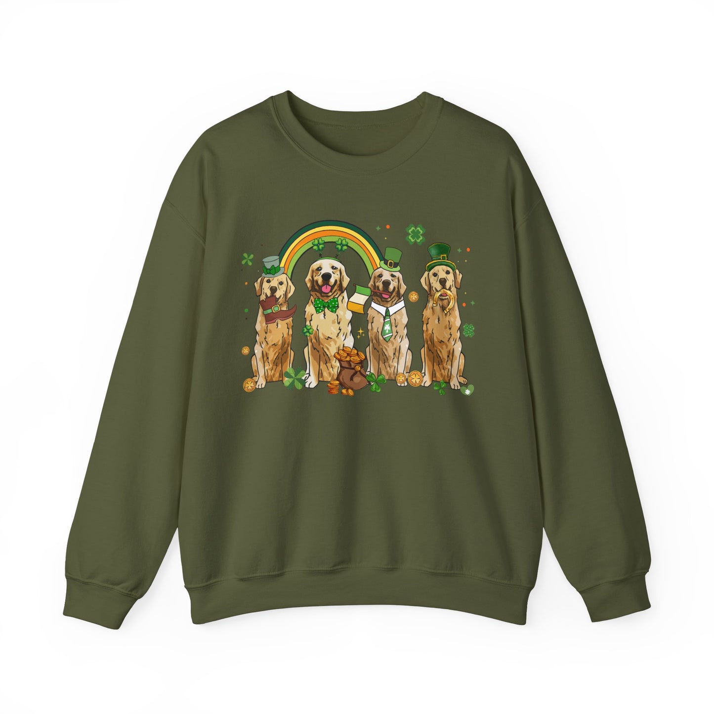 Golden Retriever Dog Lover St. Patrick's Day Unisex Crewneck Sweatshirt