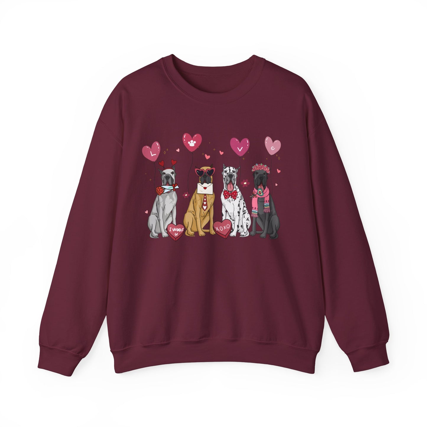 Great Dane Dog Lover Valentines Unisex Crewneck Sweatshirt