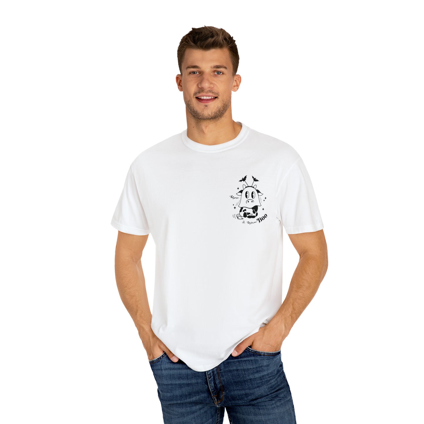 Cow Moo.. I Mean Boo Halloween Pocket Design Comfort Colors Unisex Garment-Dyed T-shirt