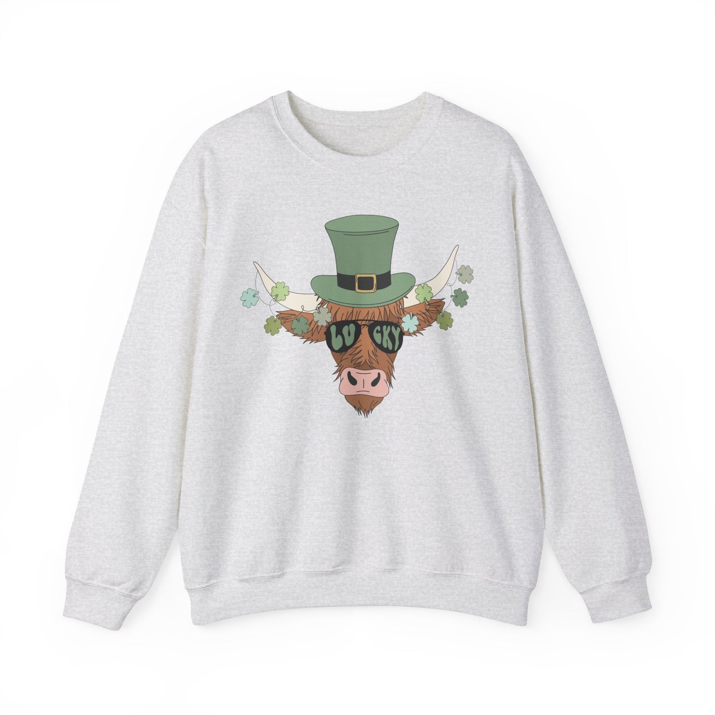 Highland Cow  Lover St. Patricks  Unisex Crewneck Sweatshirt