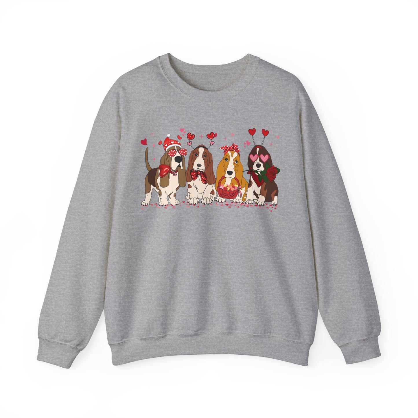 Basset Hound Dog Lover Valentines Unisex Crewneck Sweatshirt