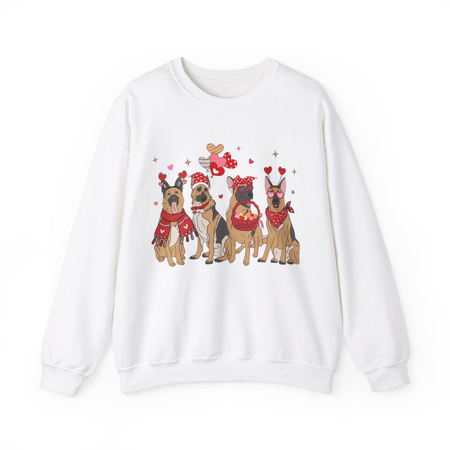 German Shepherd Dog Lover Love Balloon Valentines Unisex Crewneck Sweatshirt