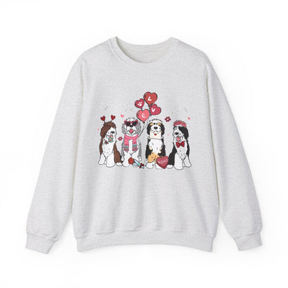 Sheepadoodle Dog Lover Love Balloon Valentines Unisex Crewneck Sweatshirt