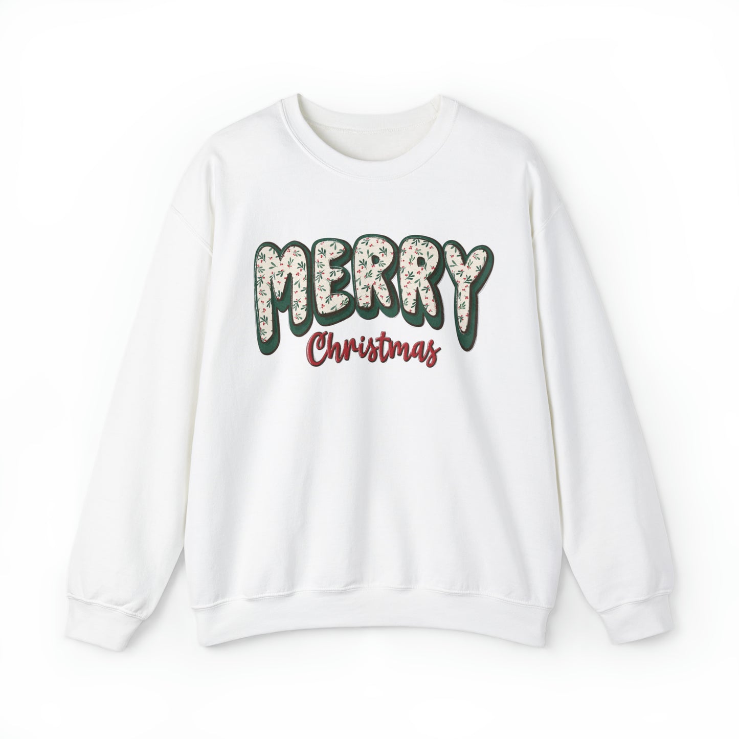 Merry Christmas Winter Floral Pattern Unisex Sweatshirt