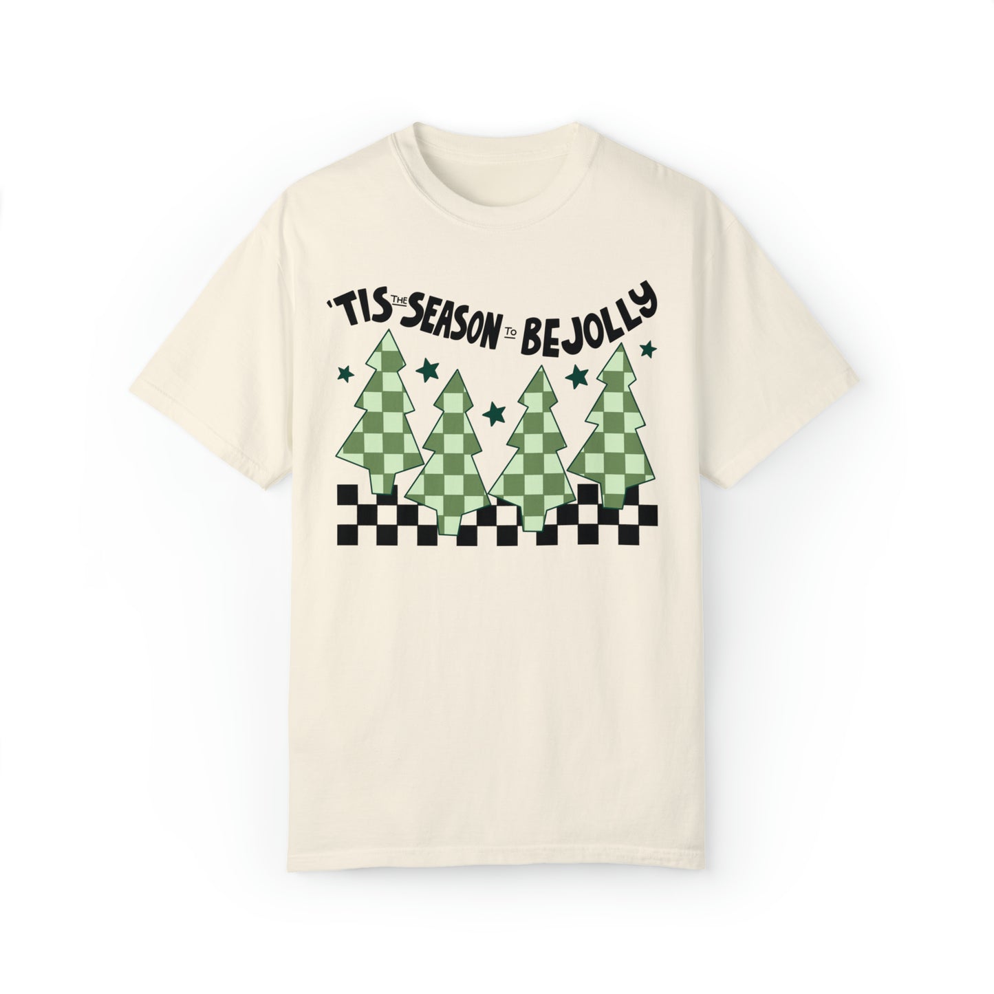 Tis The Season To Be Jolly Checkered Christmas Comfort Colors Unisex Garment-Dyed T-shirt