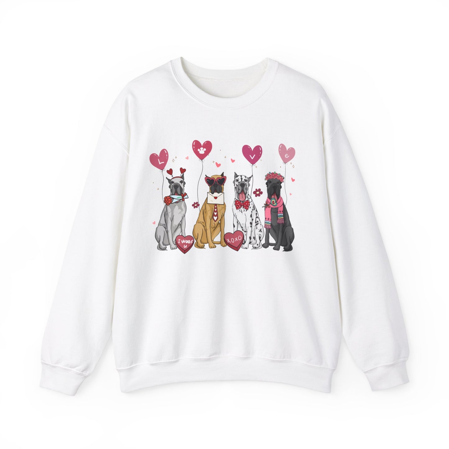 Great Dane Dog Lover Valentines Unisex Crewneck Sweatshirt