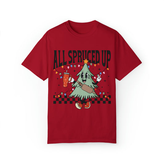 All Spruced Up Christmas Character Holiday Unisex Garment-Dyed T-shirt