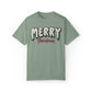 Merry Christmas Winter Floral Pattern Comfort Colors Unisex Garment-Dyed T-shirt