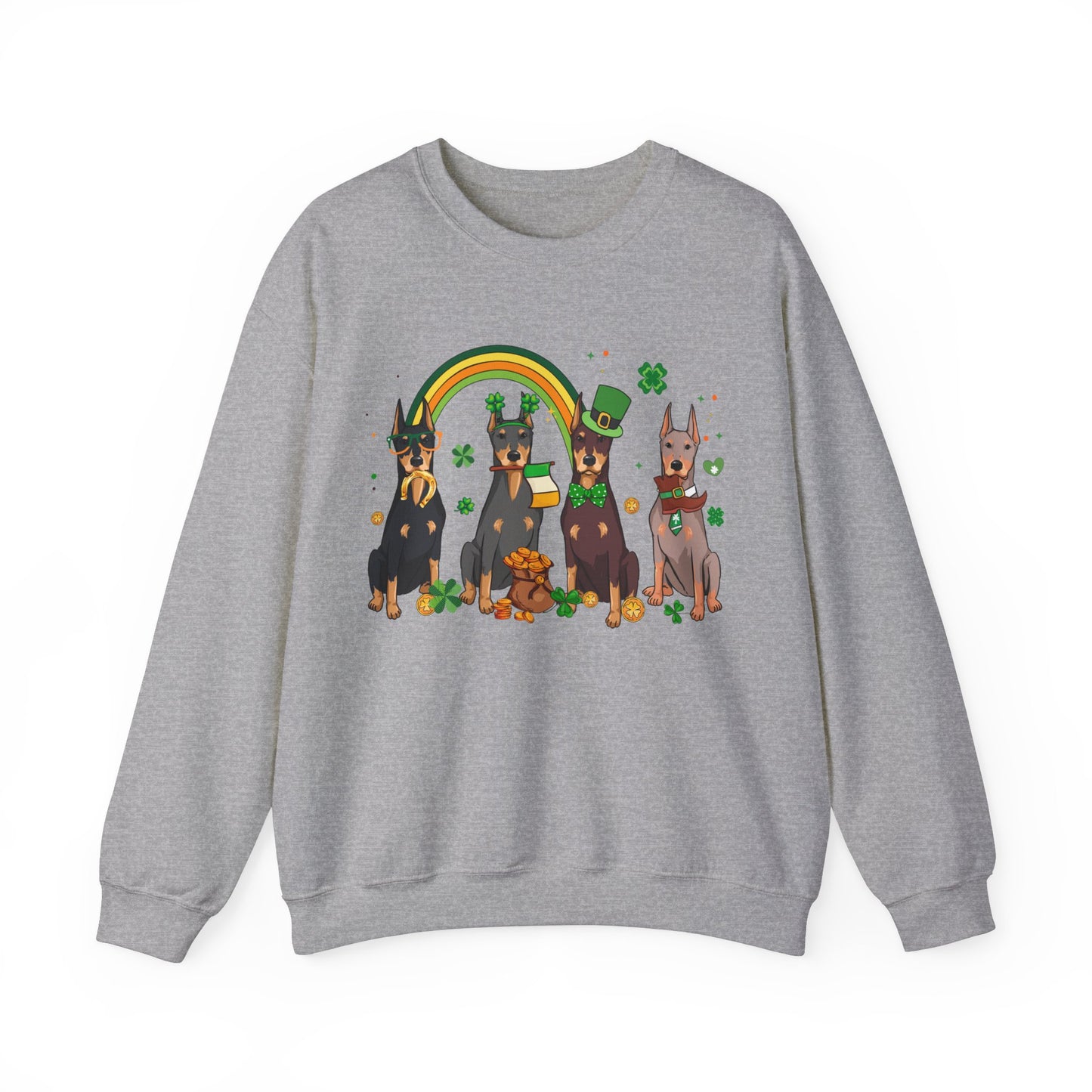 Doberman Dog Lover St. Patrick's Day Unisex Crewneck Sweatshirt