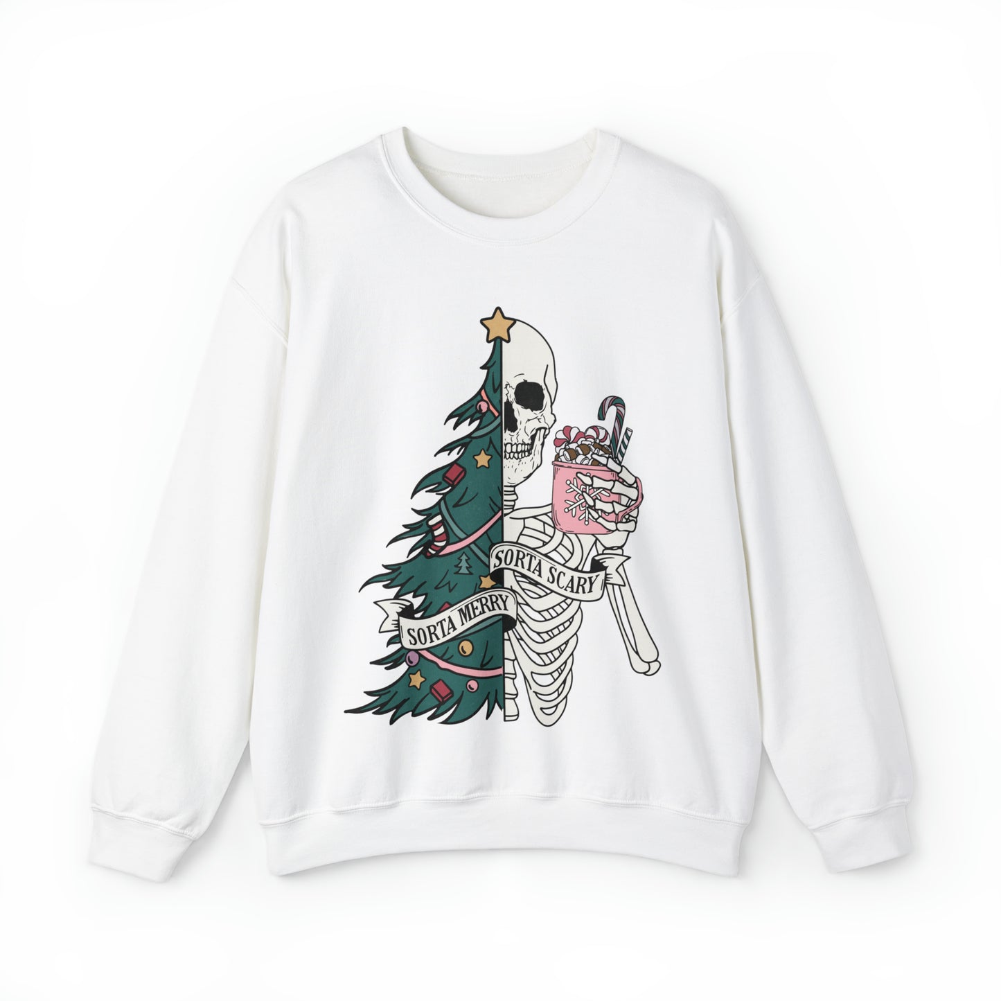 Sorta Merry Sorta Scary Christmas Tree Skeleton Holiday Unisex Sweatshirt