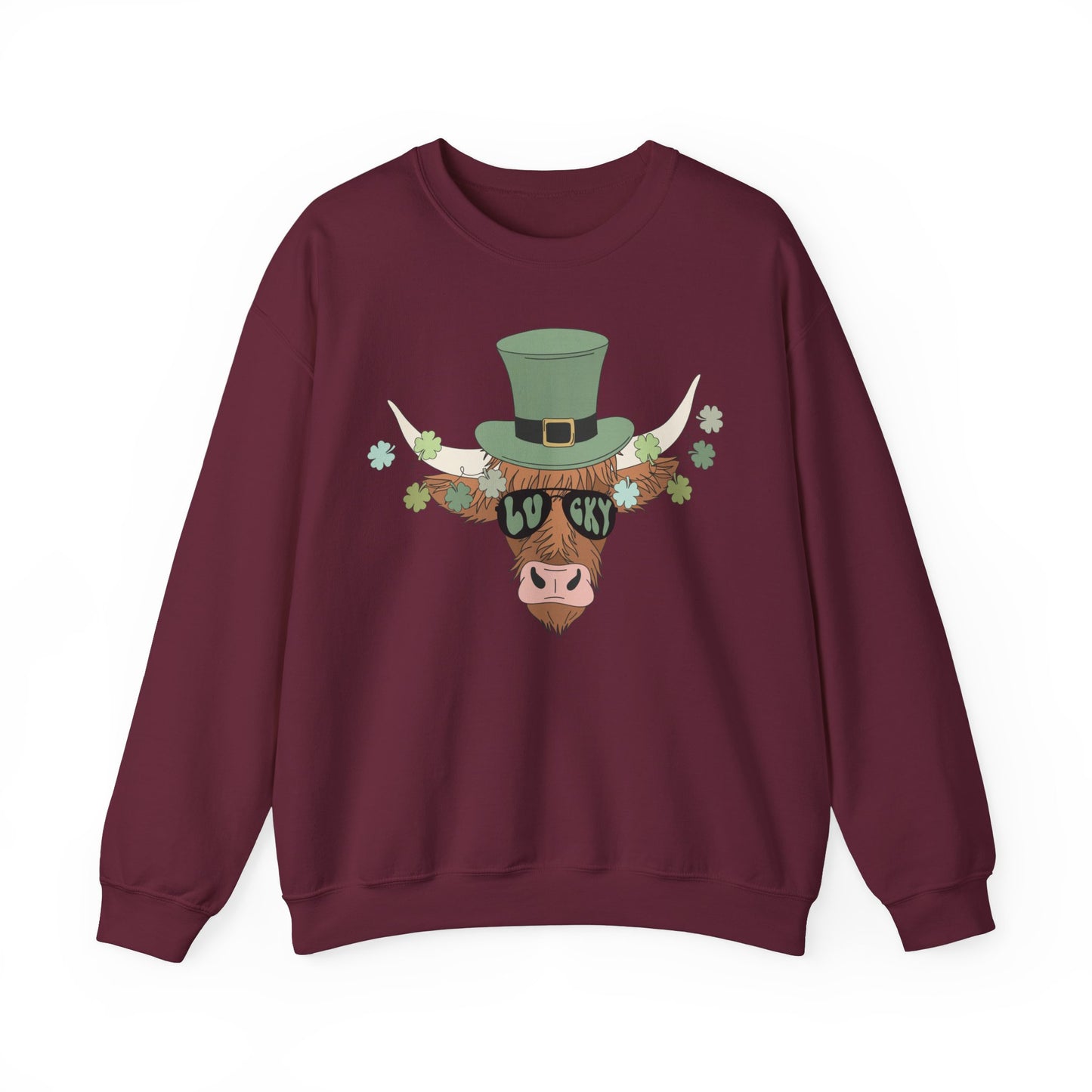 Highland Cow  Lover St. Patricks  Unisex Crewneck Sweatshirt