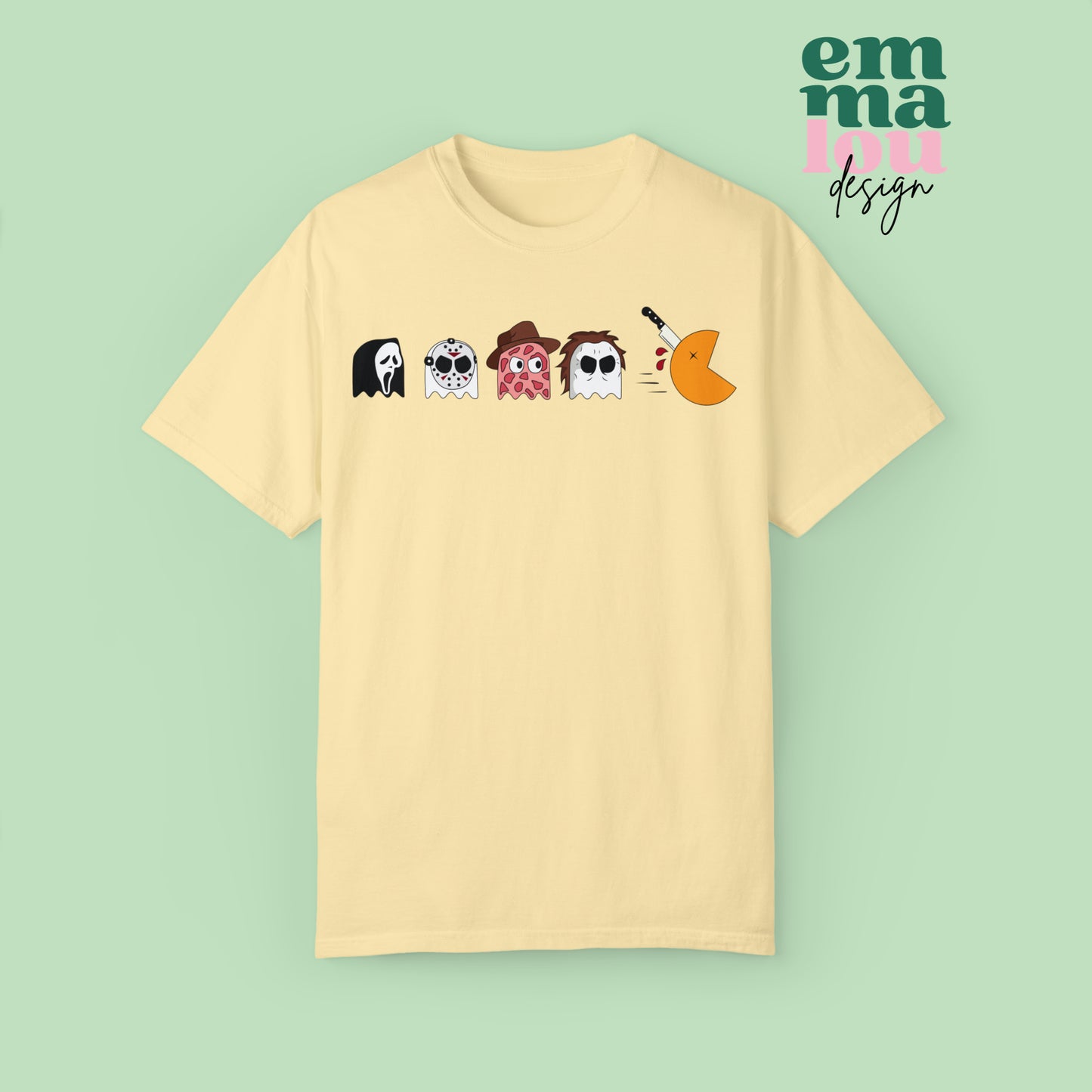 Horror Movie Pac Man Characters Halloween Comfort Colors Unisex Garment-Dyed T-shirt