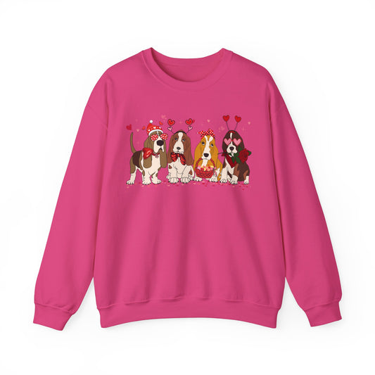 Basset Hound Dog Lover Valentines Unisex Crewneck Sweatshirt