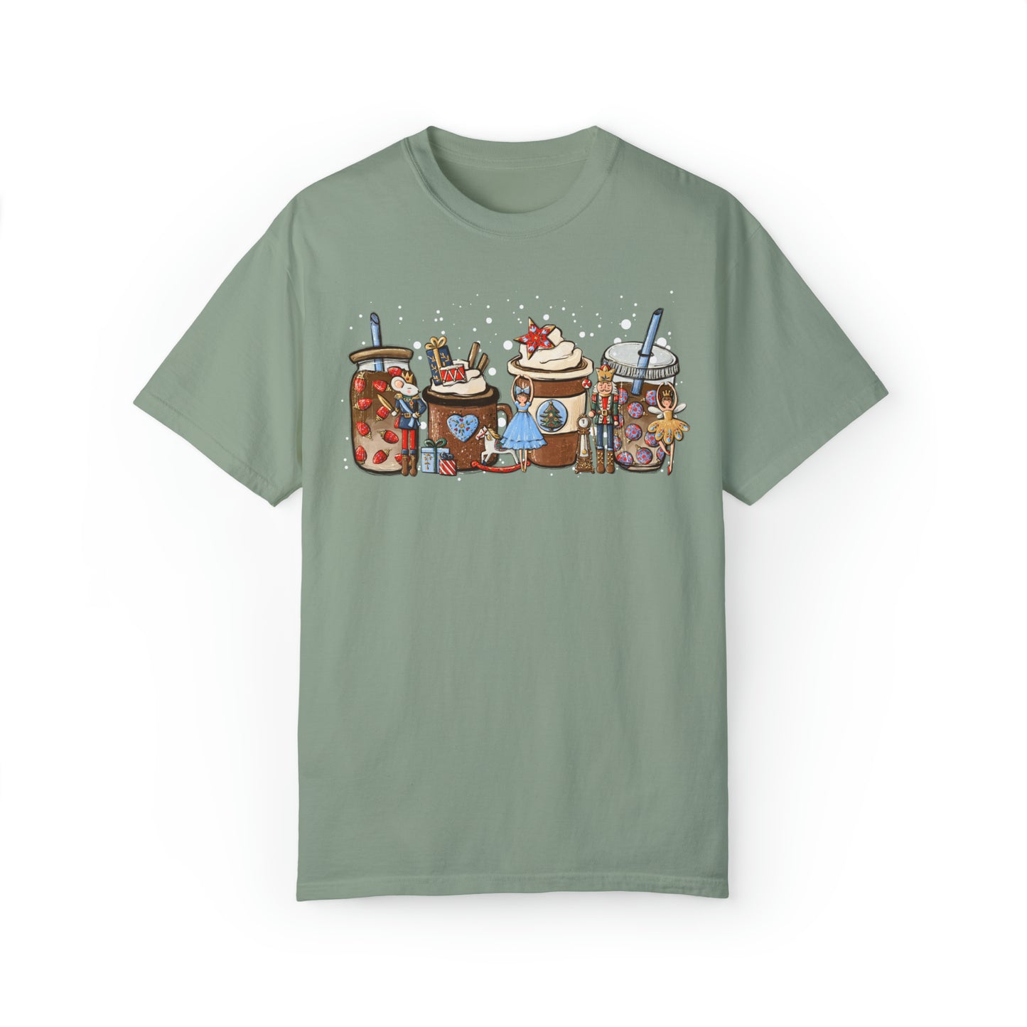 Nutcracker Coffee Latte Christmas Unisex Garment-Dyed T-shirt