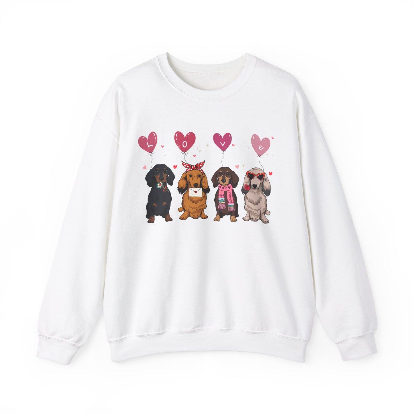 Dachshund Dog Lover Love Balloon Valentines Unisex Crewneck Sweatshirt