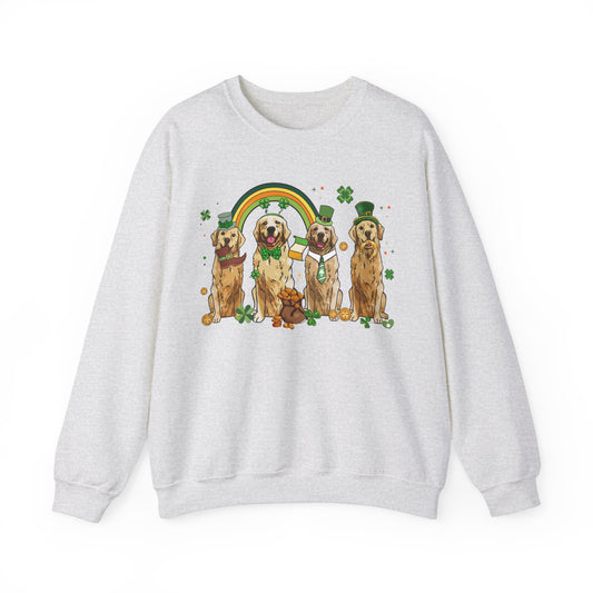 Golden Retriever Dog Lover St. Patrick's Day Unisex Crewneck Sweatshirt