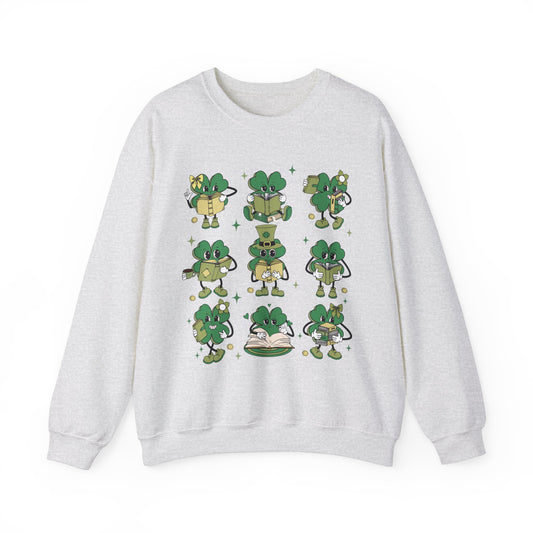 Shamrocks Reading Teacher and Book Lover  St. Patrick's Day Unisex Crewneck Sweatshirt