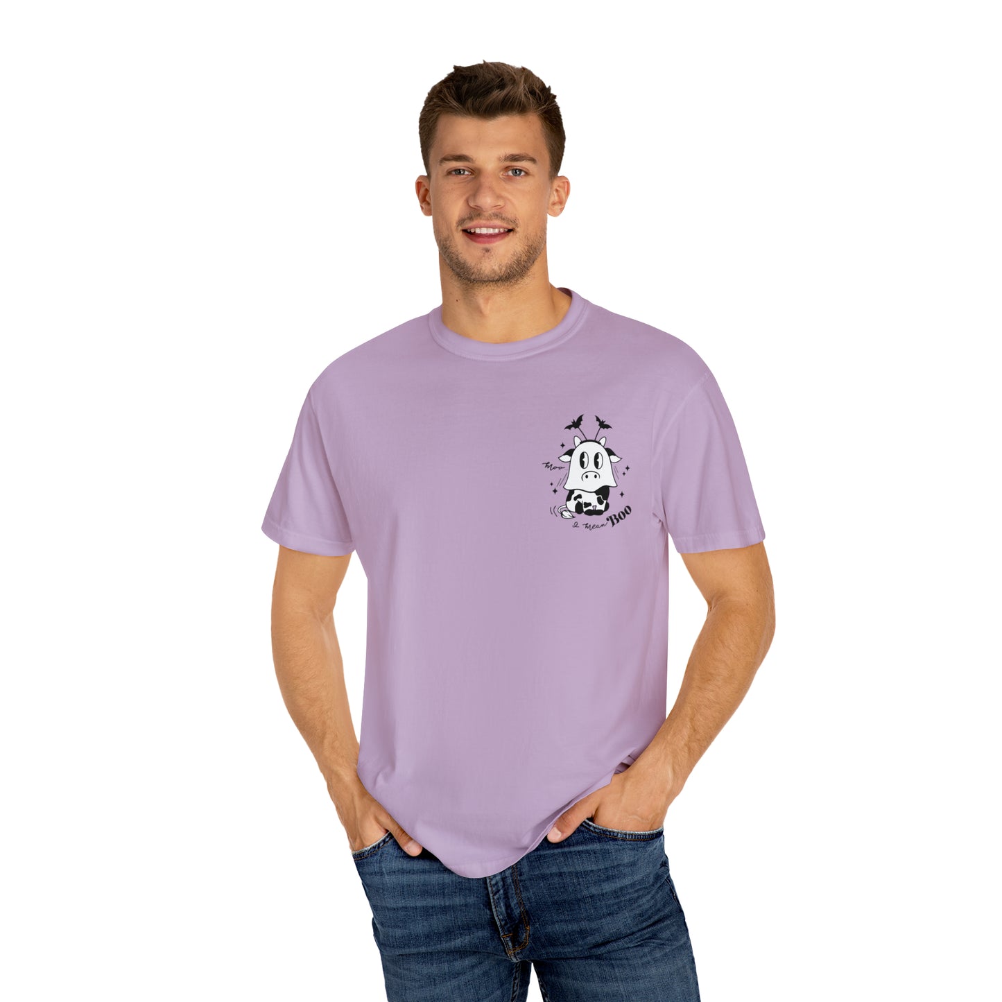 Cow Moo.. I Mean Boo Halloween Pocket Design Comfort Colors Unisex Garment-Dyed T-shirt