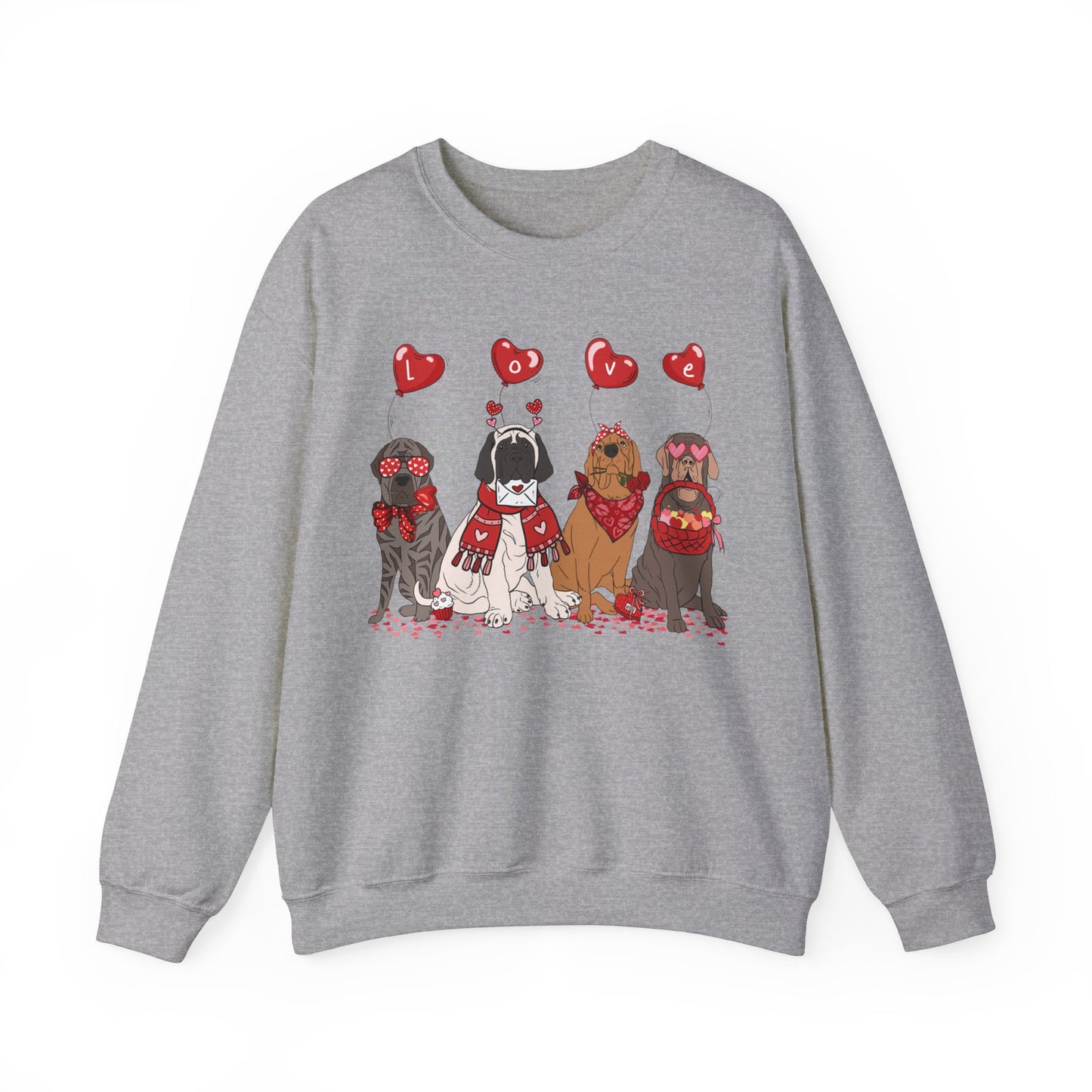 English Mastiff  Dog Lover Love Balloon Valentines Unisex Crewneck Sweatshirt