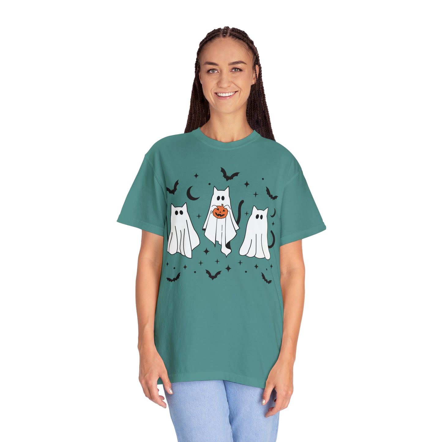 The Cats Dressed Up as Ghosts for Halloween to Trick or Treat  Comfort Colors Unisex Garment-Dyed T-shirt