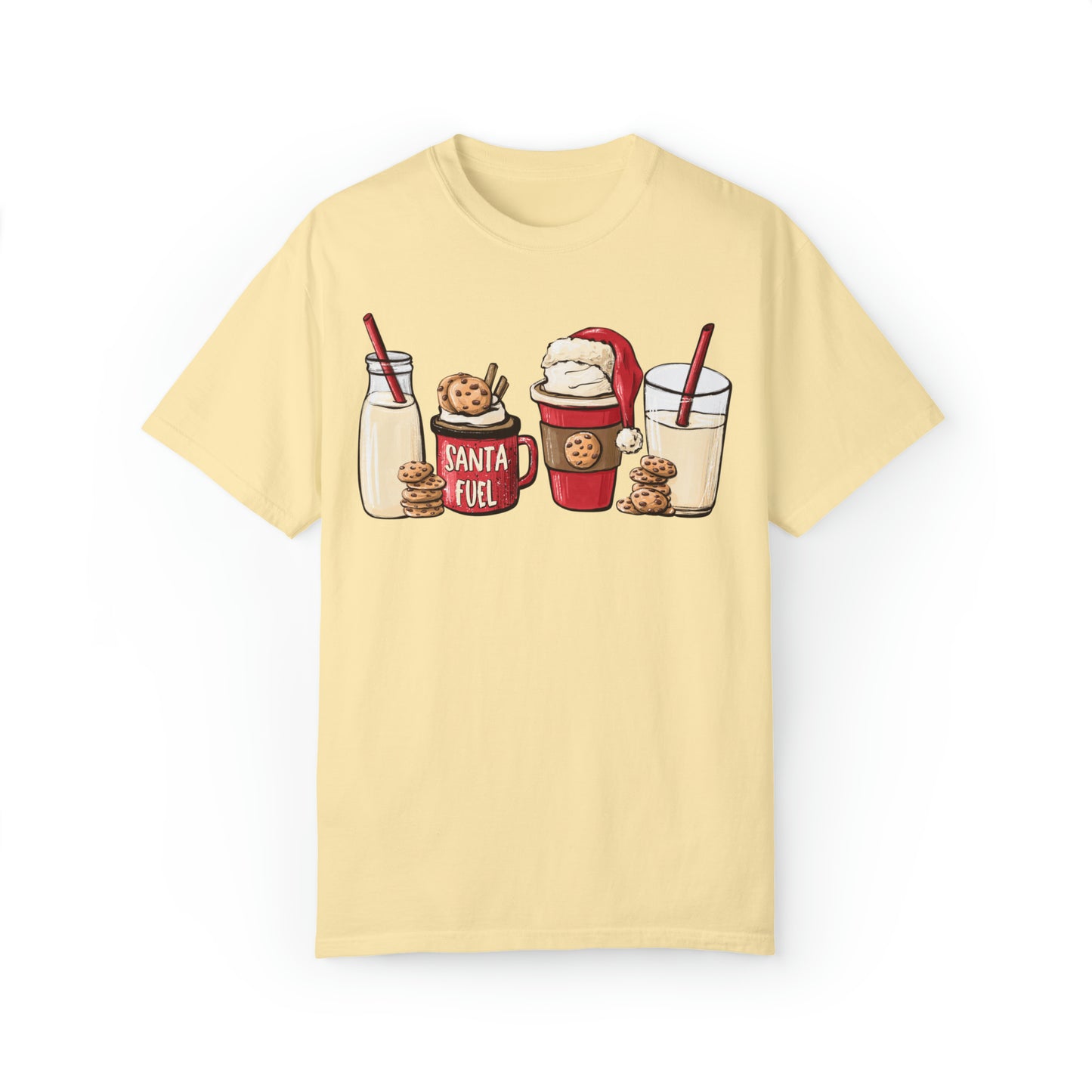 Santa's Fuel Milk and Cookies Christmas Unisex Garment-Dyed T-shirt