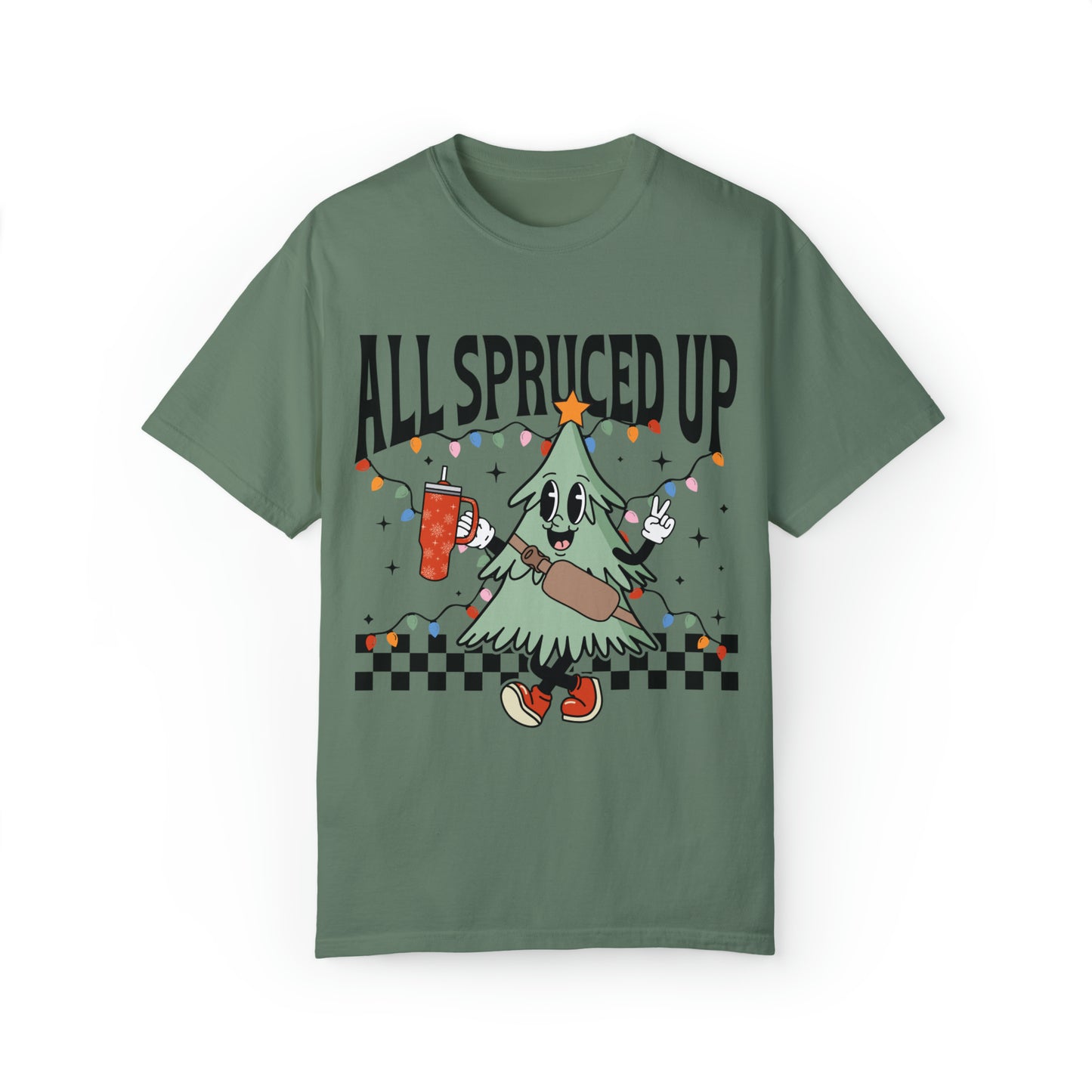 All Spruced Up Christmas Character Holiday Unisex Garment-Dyed T-shirt