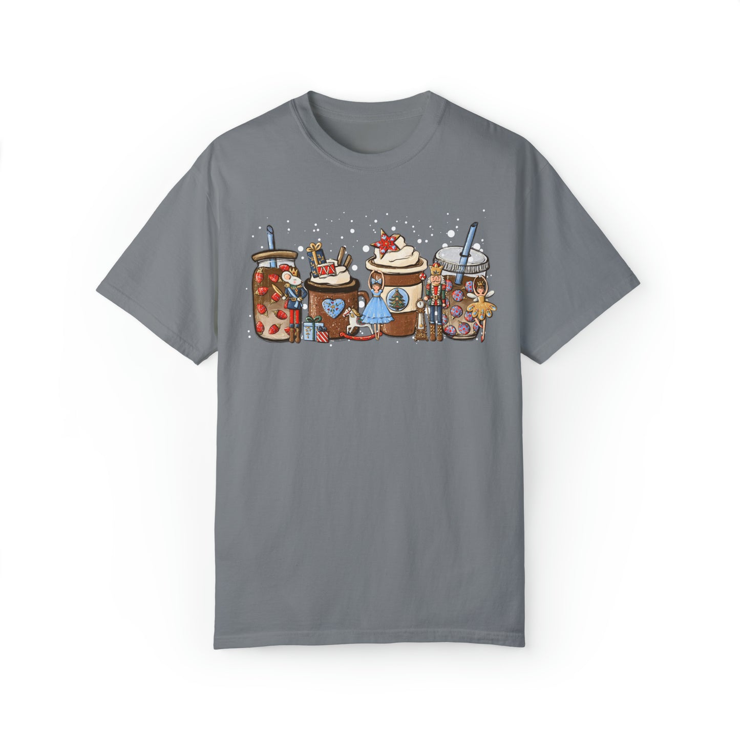 Nutcracker Coffee Latte Christmas Unisex Garment-Dyed T-shirt