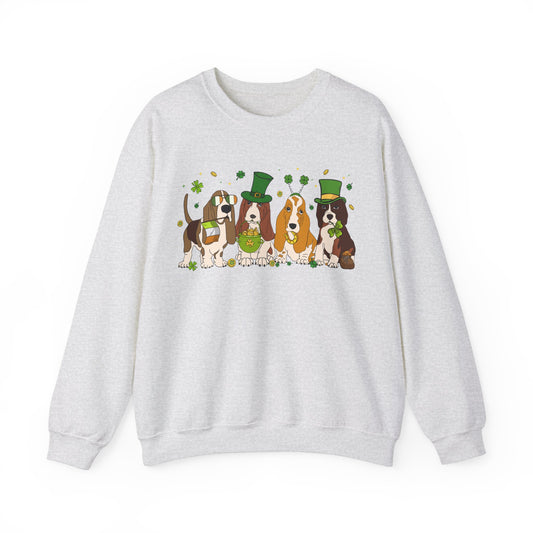 Basset Hound Lover St. Patrick's Day Unisex Crewneck Sweatshirt