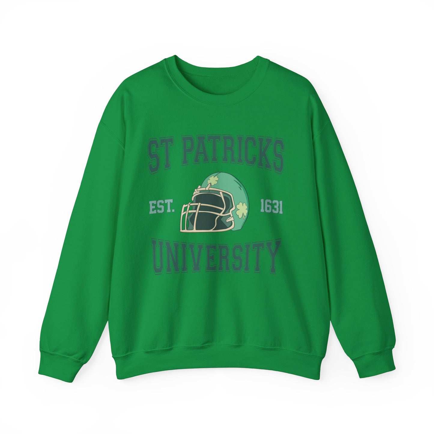 St. Patricks  University Shamrock Football Helmet Unisex Crewneck Sweatshirt