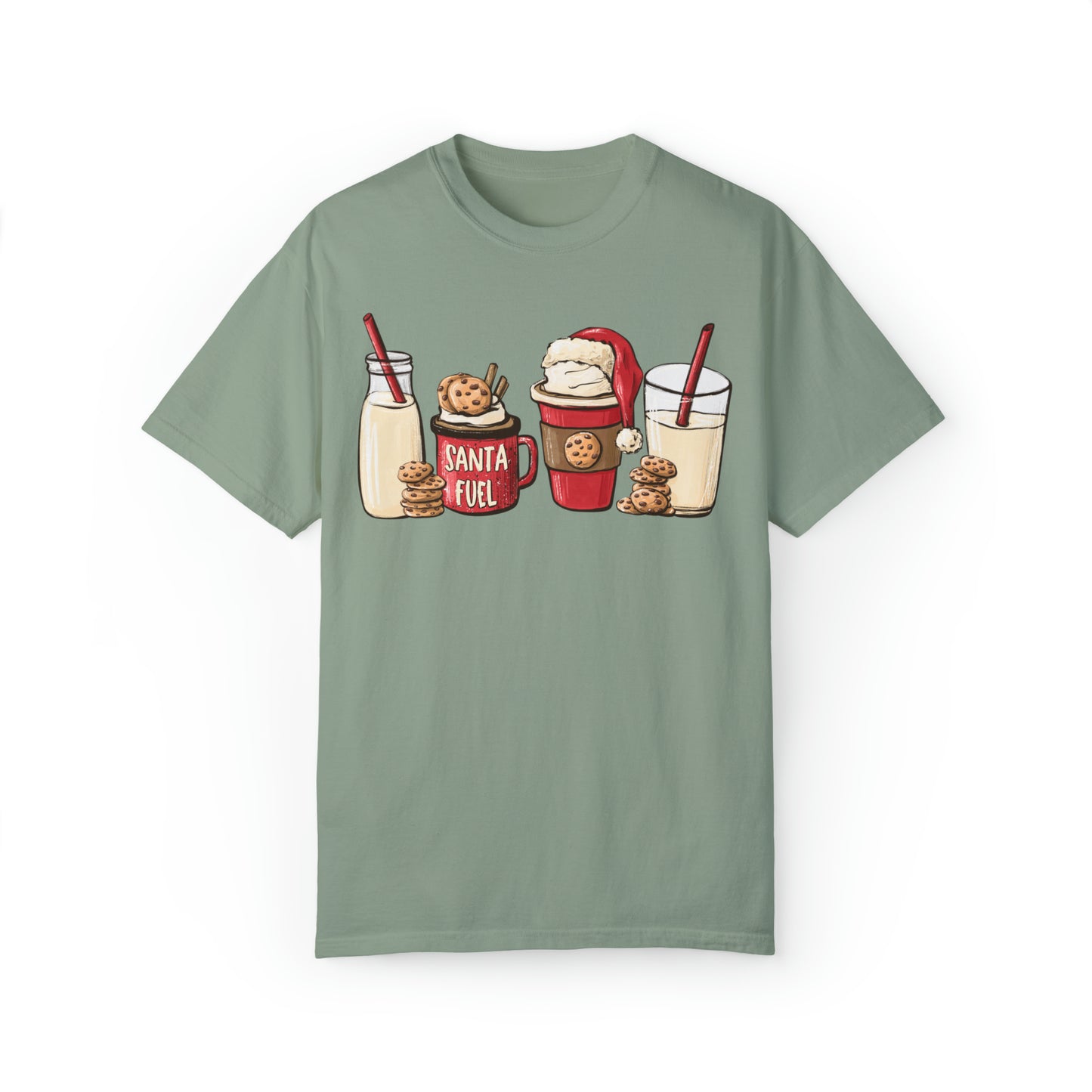 Santa's Fuel Milk and Cookies Christmas Unisex Garment-Dyed T-shirt