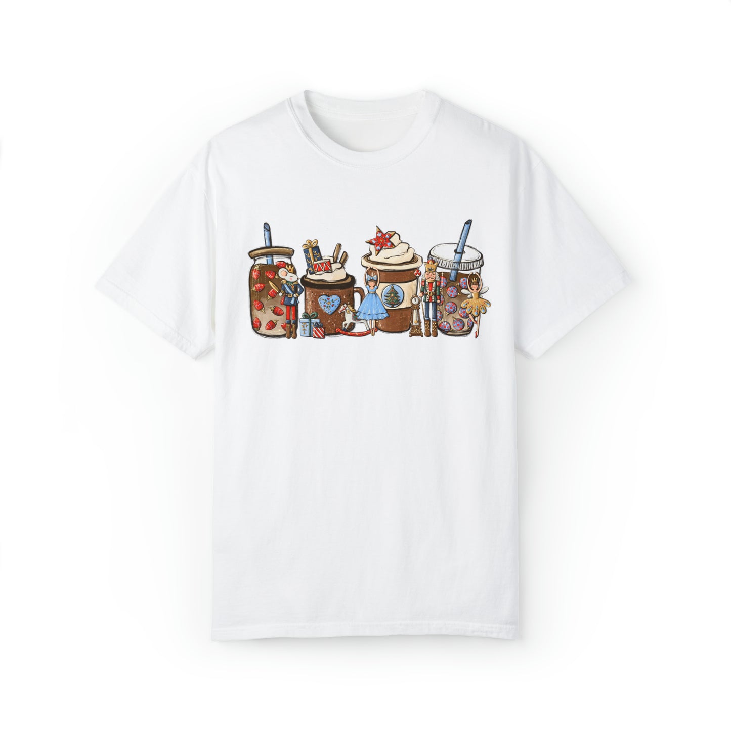 Nutcracker Coffee Latte Christmas Unisex Garment-Dyed T-shirt