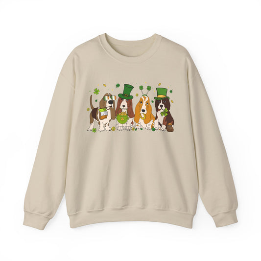 Basset Hound Lover St. Patrick's Day Unisex Crewneck Sweatshirt