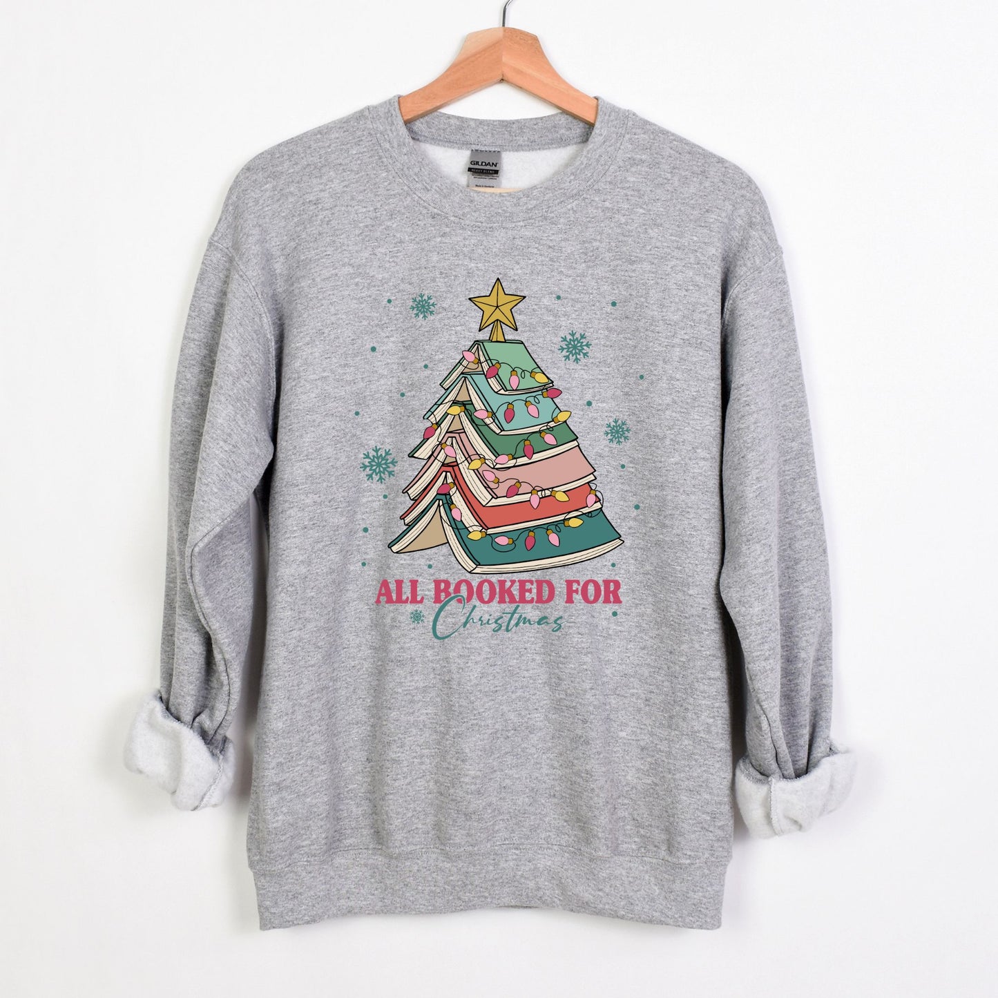 All Booked for Christmas Book Lover Christmas Tree Unisex Sweatshirt