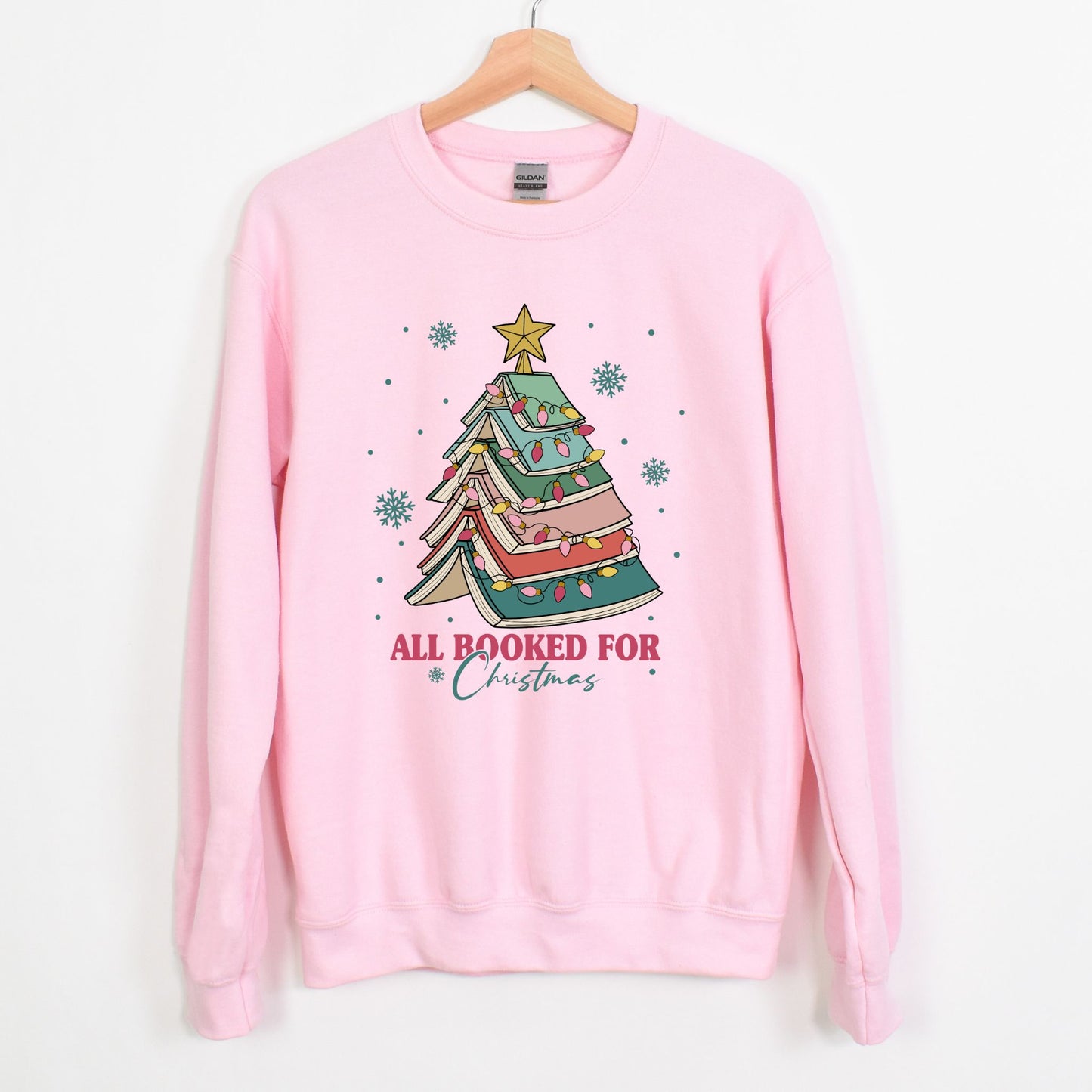 All Booked for Christmas Book Lover Christmas Tree Unisex Sweatshirt