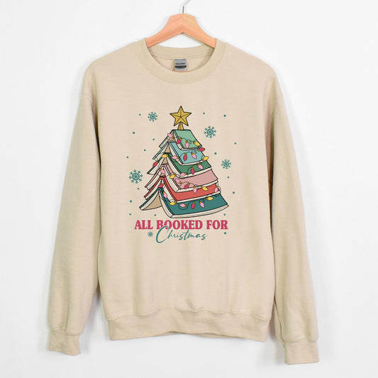 All Booked for Christmas Book Lover Christmas Tree Unisex Sweatshirt