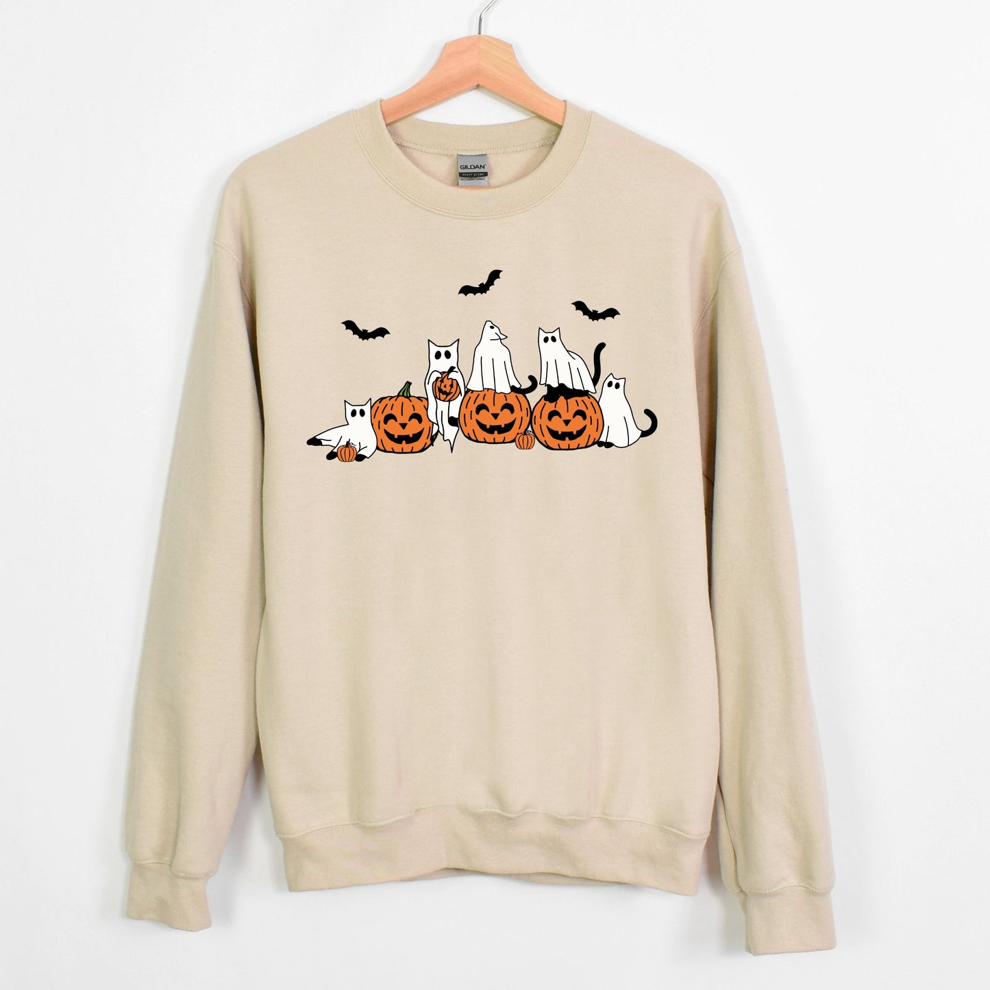 Ghost Cats with Pumpkins Halloween Unisex Sweatshirt