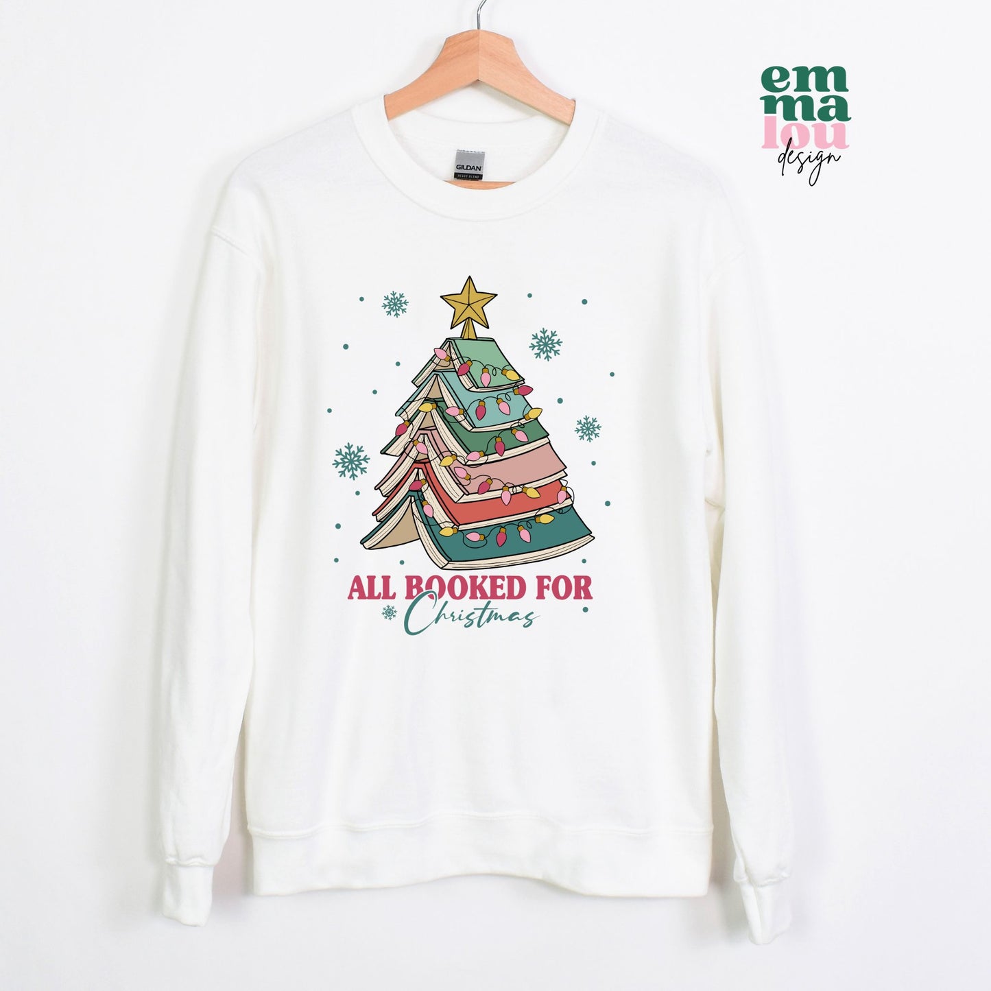 All Booked for Christmas Book Lover Christmas Tree Unisex Sweatshirt