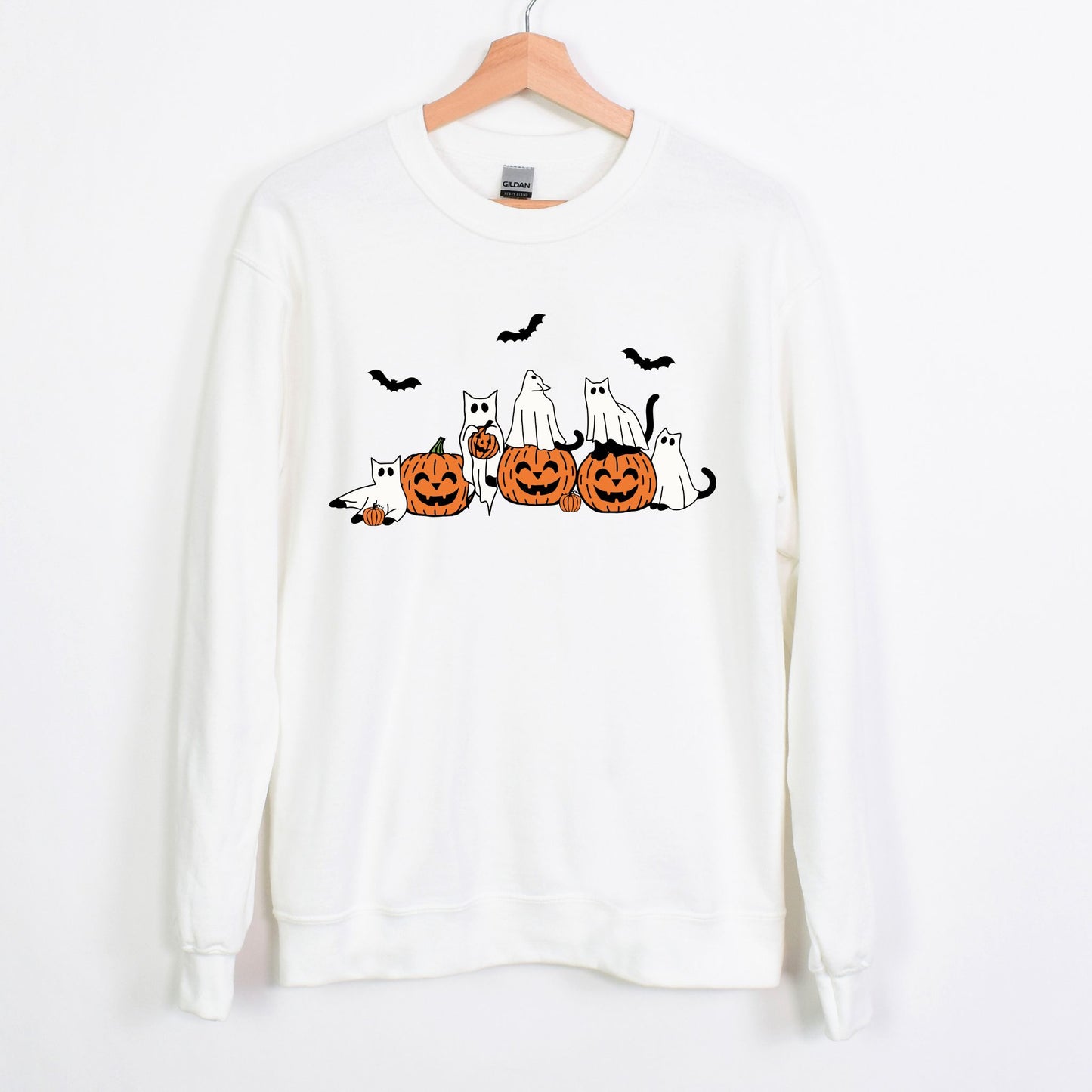 Ghost Cats with Pumpkins Halloween Unisex Sweatshirt