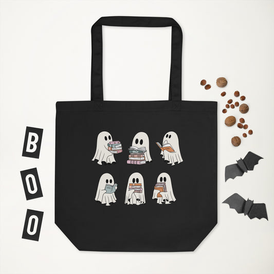 Cute Ghost Halloween Book Lover Eco Tote Bag