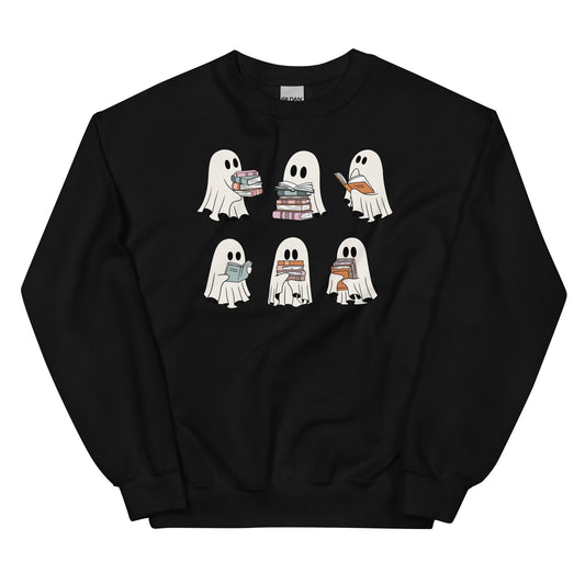 Cute Ghost Reading Halloween Book Lover Unisex Sweatshirt