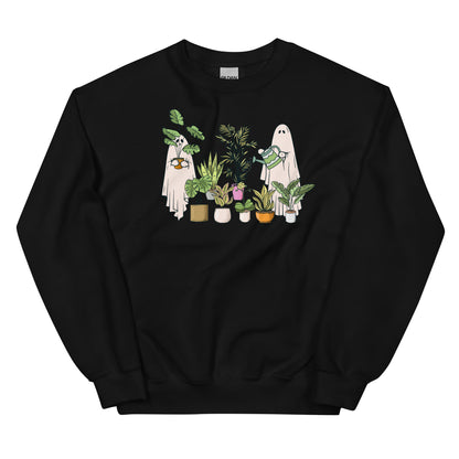 Ghostly Green Thumbs: Ghost Plant Lovers Watering House Plants Unisex Sweatshirt