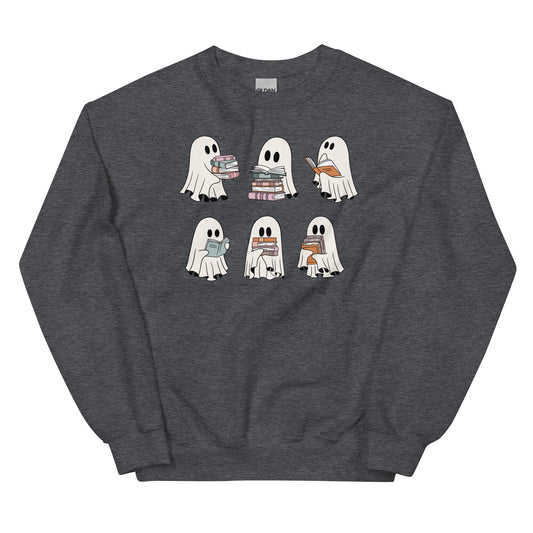 Cute Ghost Reading Halloween Book Lover Unisex Sweatshirt