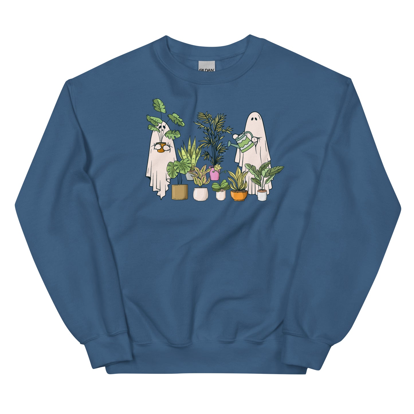 Ghostly Green Thumbs: Ghost Plant Lovers Watering House Plants Unisex Sweatshirt