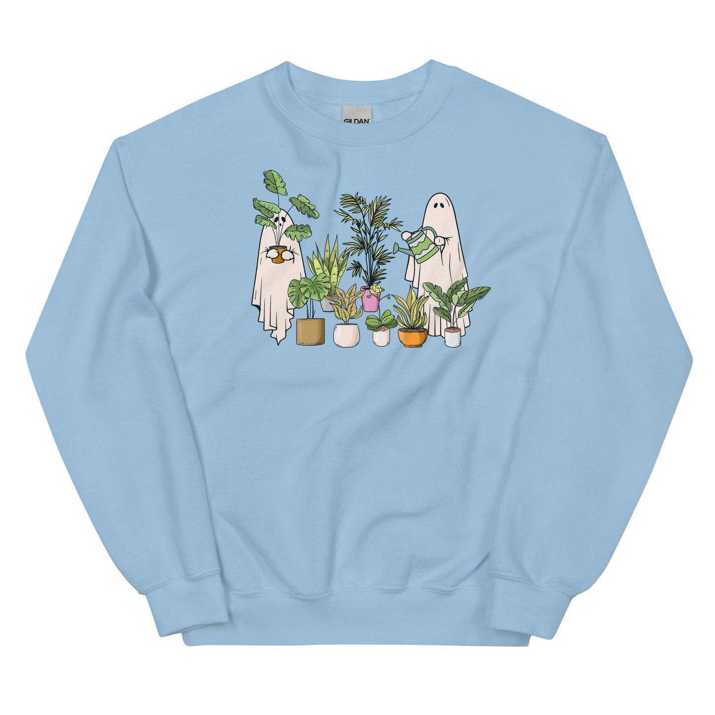 Ghostly Green Thumbs: Ghost Plant Lovers Watering House Plants Unisex Sweatshirt